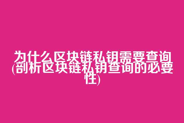 为什么区块链私钥需要查询(剖析区块链私钥查询的必要性)