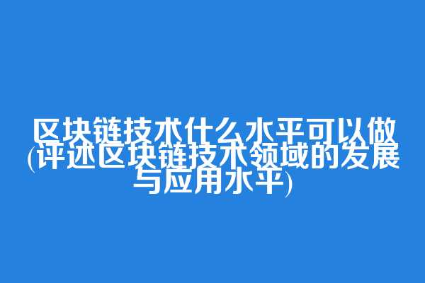 区块链技术什么水平可以做(评述区块链技术领域的发展与应用水平)