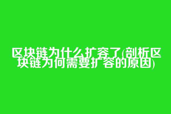 区块链为什么扩容了(剖析区块链为何需要扩容的原因)
