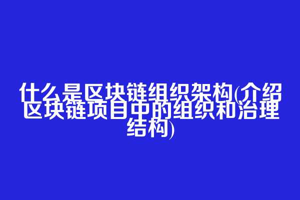 什么是区块链组织架构(介绍区块链项目中的组织和治理结构)