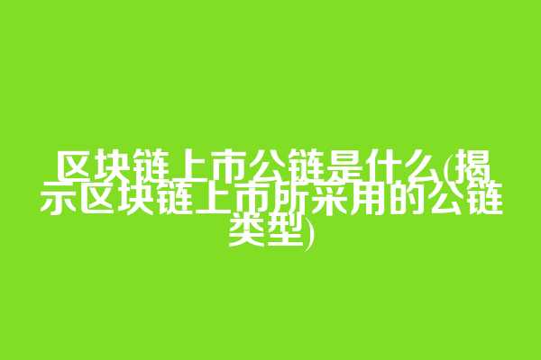 区块链上市公链是什么(揭示区块链上市所采用的公链类型)