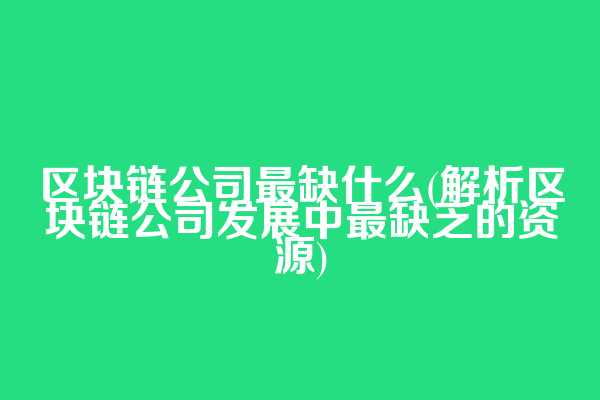 区块链公司最缺什么(解析区块链公司发展中最缺乏的资源)
