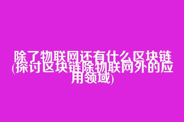 除了物联网还有什么区块链(探讨区块链除物联网外的应用领域)