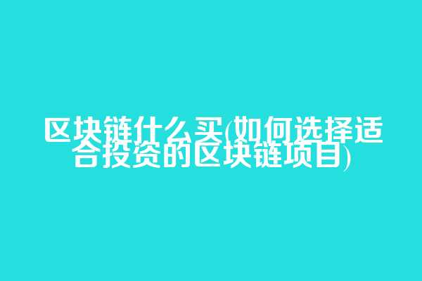 区块链什么买(如何选择适合投资的区块链项目)  第1张