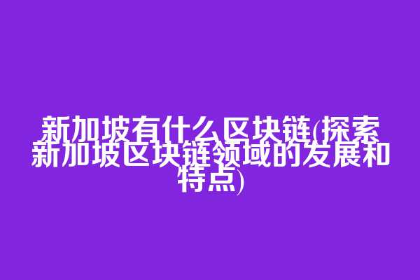 新加坡有什么区块链(探索新加坡区块链领域的发展和特点)