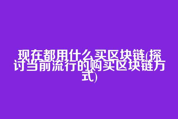 现在都用什么买区块链(探讨当前流行的购买区块链方式)