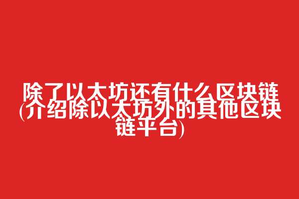 除了以太坊还有什么区块链(介绍除以太坊外的其他区块链平台)