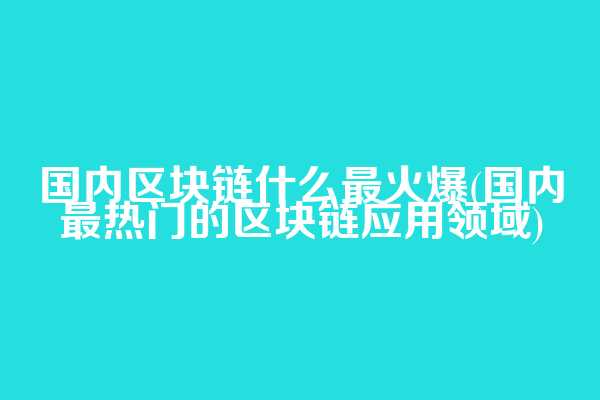 国内区块链什么最火爆(国内最热门的区块链应用领域)