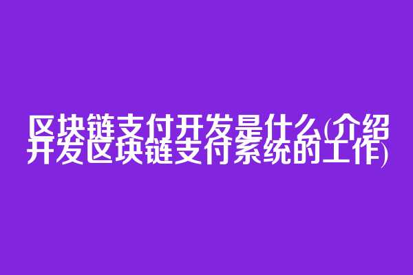 区块链支付开发是什么(介绍开发区块链支付系统的工作)