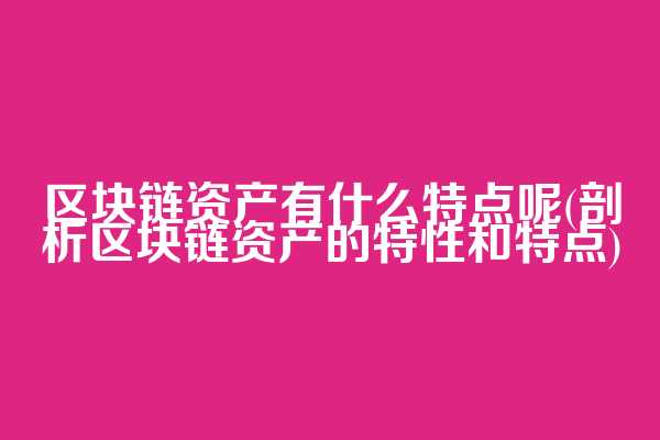 区块链资产有什么特点呢(剖析区块链资产的特性和特点)