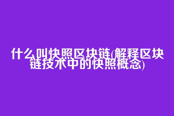什么叫快照区块链(解释区块链技术中的快照概念)