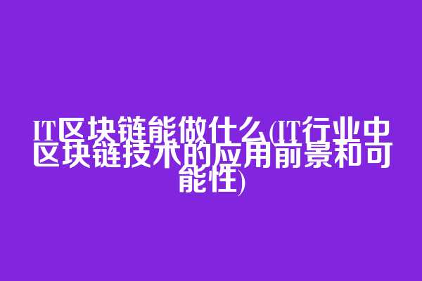 IT区块链能做什么(IT行业中区块链技术的应用前景和可能性)