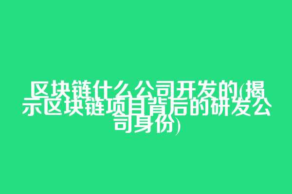区块链什么公司开发的(揭示区块链项目背后的研发公司身份)