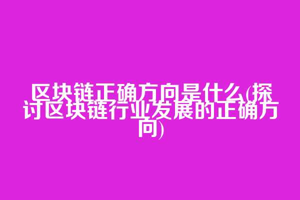 区块链正确方向是什么(探讨区块链行业发展的正确方向)