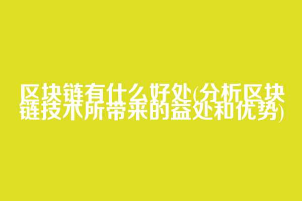区块链有什么好处(分析区块链技术所带来的益处和优势)