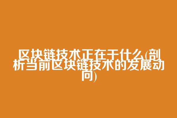 区块链技术正在干什么(剖析当前区块链技术的发展动向)