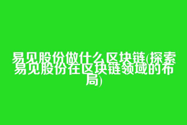 易见股份做什么区块链(探索易见股份在区块链领域的布局)