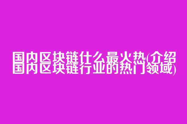 国内区块链什么最火热(介绍国内区块链行业的热门领域)
