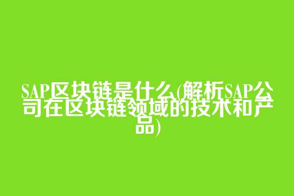 SAP区块链是什么(解析SAP公司在区块链领域的技术和产品)