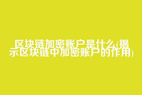 区块链加密账户是什么(揭示区块链中加密账户的作用)