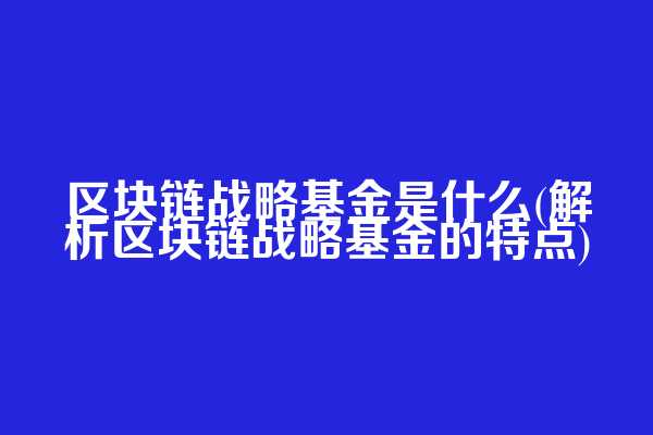 区块链战略基金是什么(解析区块链战略基金的特点)