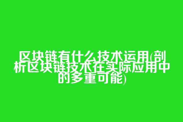 区块链有什么技术运用(剖析区块链技术在实际应用中的多重可能)