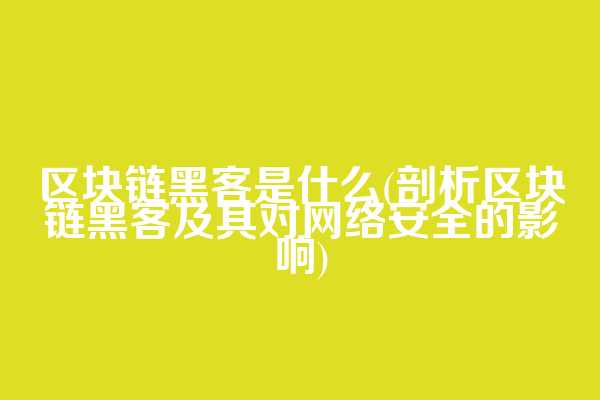 区块链黑客是什么(剖析区块链黑客及其对网络安全的影响)