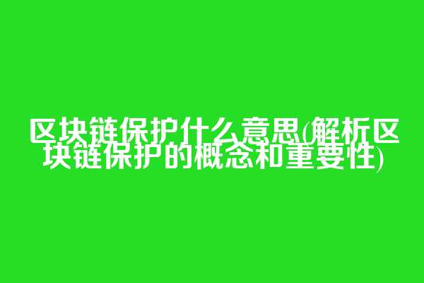 区块链保护什么意思(解析区块链保护的概念和重要性)