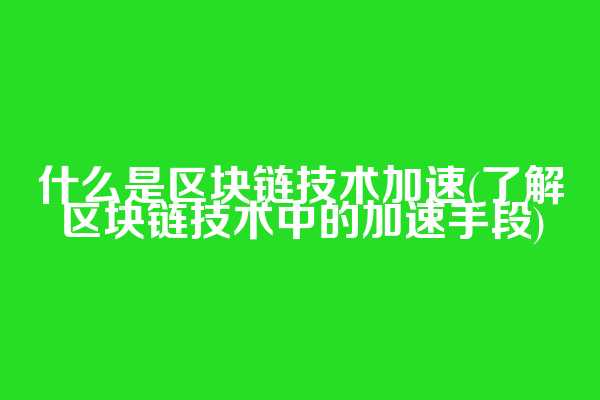 什么是区块链技术加速(了解区块链技术中的加速手段)