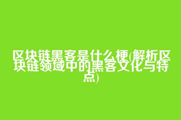 区块链黑客是什么梗(解析区块链领域中的黑客文化与特点)