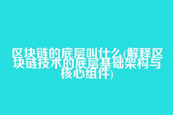 区块链的底层叫什么(解释区块链技术的底层基础架构与核心组件)