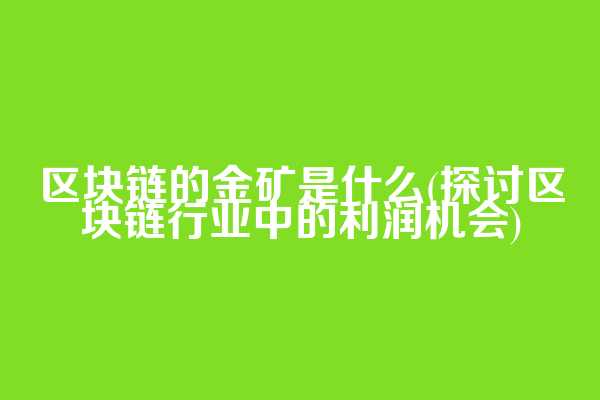 区块链的金矿是什么(探讨区块链行业中的利润机会)