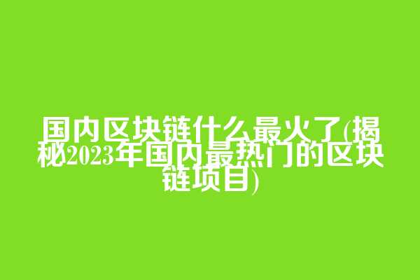 国内区块链什么最火了(揭秘2023年国内最热门的区块链项目)