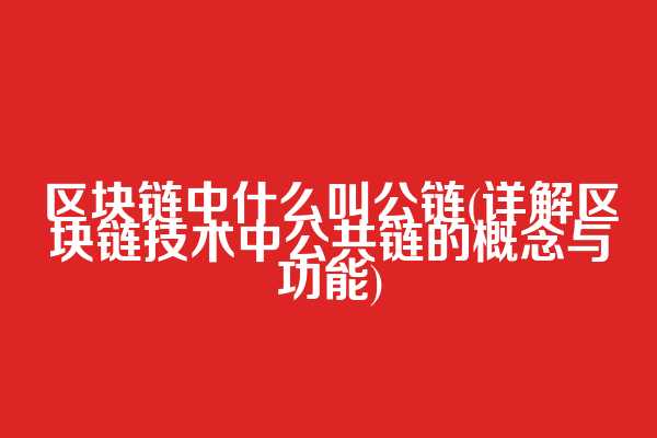 区块链中什么叫公链(详解区块链技术中公共链的概念与功能)