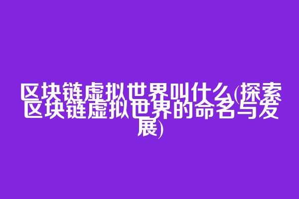 区块链虚拟世界叫什么(探索区块链虚拟世界的命名与发展)