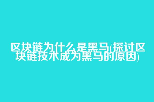 区块链为什么是黑马(探讨区块链技术成为黑马的原因)