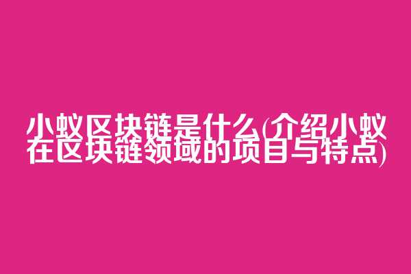 小蚁区块链是什么(介绍小蚁在区块链领域的项目与特点)