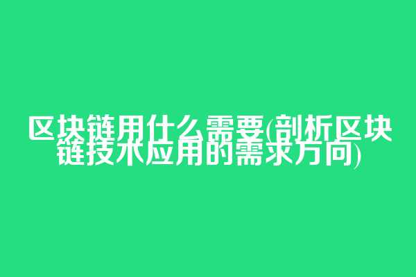 区块链用什么需要(剖析区块链技术应用的需求方向)