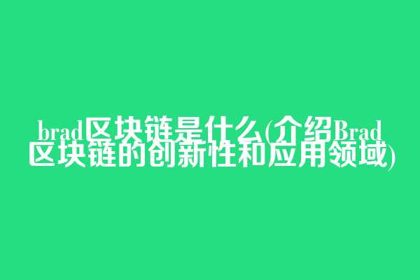 brad区块链是什么(介绍Brad区块链的创新性和应用领域)