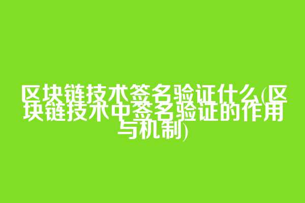 区块链技术签名验证什么(区块链技术中签名验证的作用与机制)