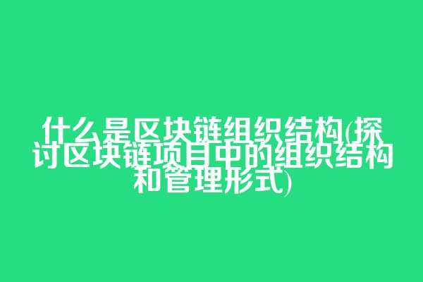 什么是区块链组织结构(探讨区块链项目中的组织结构和管理形式)  第1张