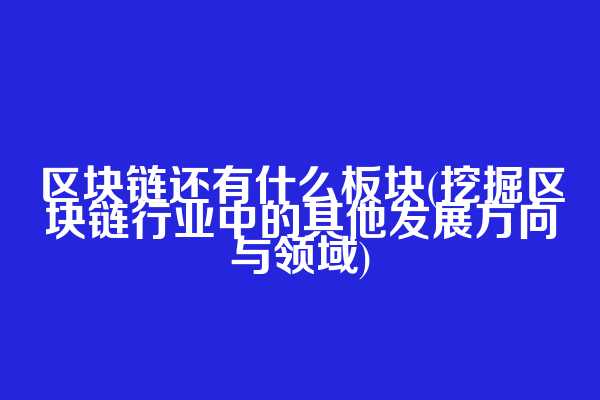 区块链还有什么板块(挖掘区块链行业中的其他发展方向与领域)