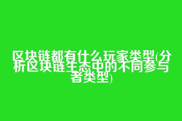 区块链都有什么玩家类型(分析区块链生态中的不同参与者类型)