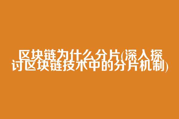 区块链为什么分片(深入探讨区块链技术中的分片机制)
