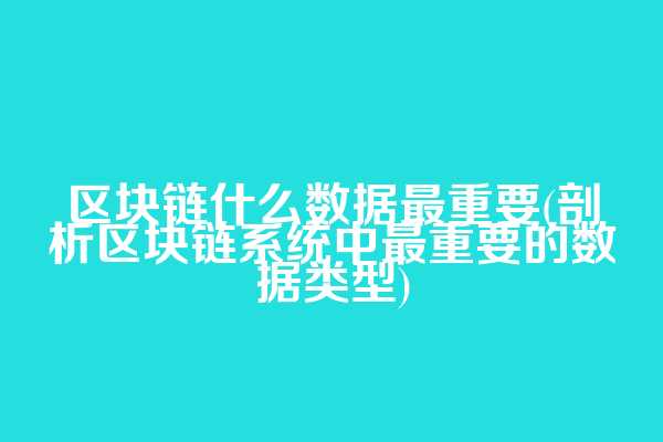 区块链什么数据最重要(剖析区块链系统中最重要的数据类型)