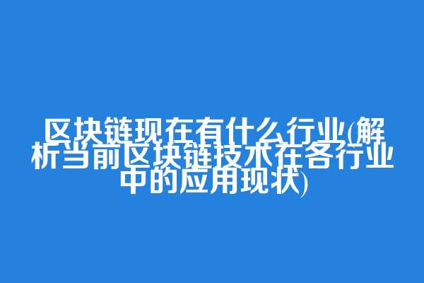 区块链现在有什么行业(解析当前区块链技术在各行业中的应用现状)