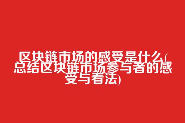 区块链市场的感受是什么(总结区块链市场参与者的感受与看法)
