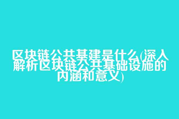 区块链公共基建是什么(深入解析区块链公共基础设施的内涵和意义)
