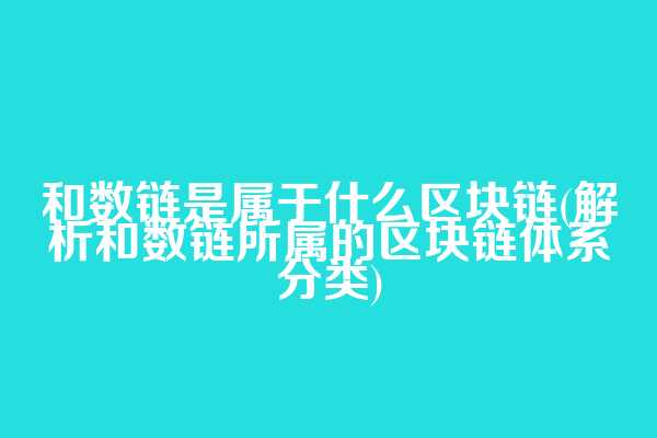 和数链是属于什么区块链(解析和数链所属的区块链体系分类)