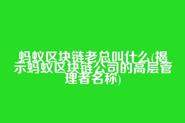 蚂蚁区块链老总叫什么(揭示蚂蚁区块链公司的高层管理者名称)
